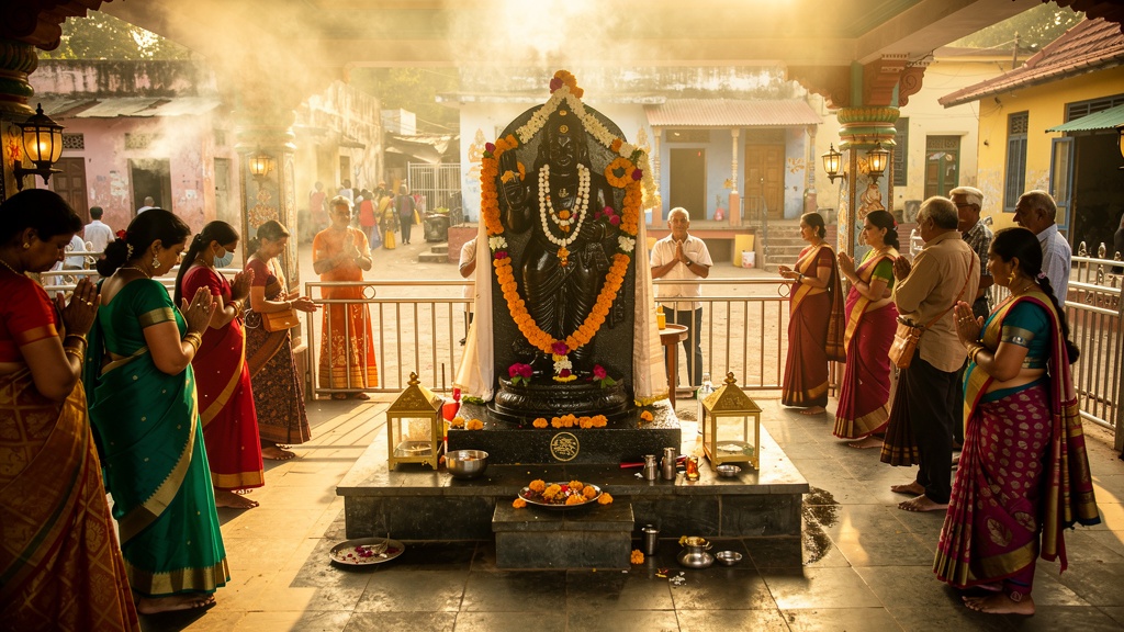 Shani Shingnapur temple with devotees